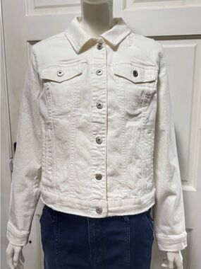 Studio Park Cotton Off-White Denim Trucker Jacket Size Small